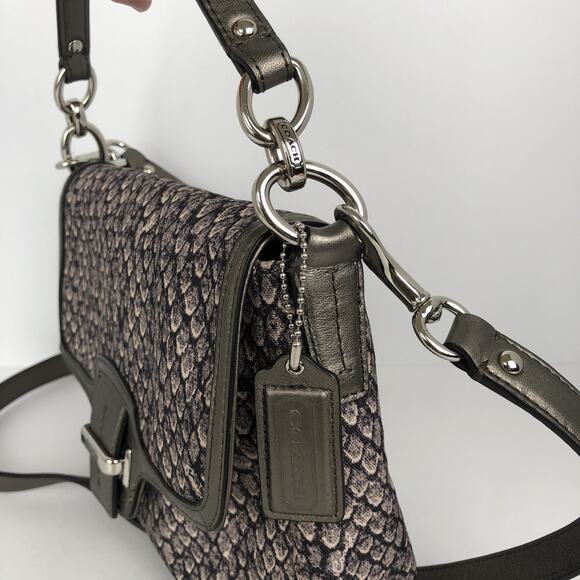 NWOT COACH Taylor Snake Print Flap Gunmetal Trim Crossbody Hand Bag F26036 - Picture 8 of 16